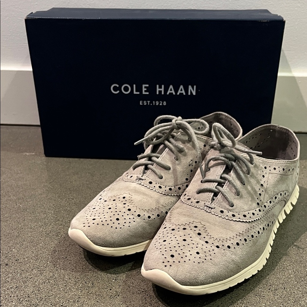 Cole Haan Light Gray Women’s Suede Oxfords